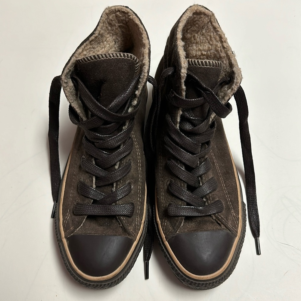 Brown Sherpa Converse Sneakers